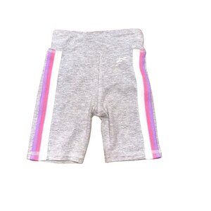 Reebok Sporty Shorts Light Gray Size 6 Pink Purple Striped Kids Girls Playground
